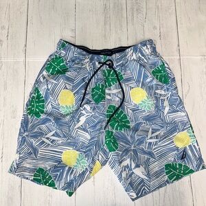 Nautica Tropical Pineapple Swim Trunks Blue Beach Board Shorts Size Small
